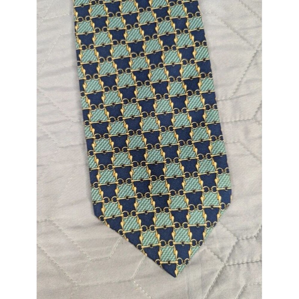 Vintage Classico Designed by Paolo Gucci Silk Tie Equestrian Horsebit Pattern